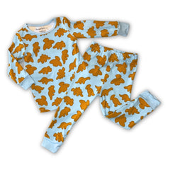 Blue Dino Nuggets Bamboo Long Sleeve Set Bumble Berry